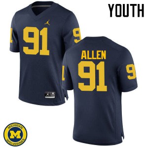 Youth University of Michigan #91 Kenny Allen Navy NCAA Jerseys 173685-516